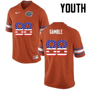 Youth Florida Gators #88 Kemore Gamble College Football USA Flag Fashion Orange 332459-187