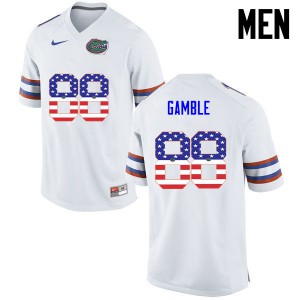 Men Florida Gators #88 Kemore Gamble College Football USA Flag Fashion White 297601-149