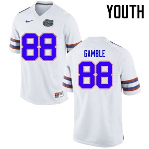Youth Florida Gators #88 Kemore Gamble College Football Jerseys White 653790-540