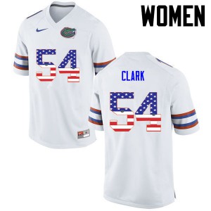 Women Florida Gators #54 Khairi Clark College Football USA Flag Fashion White 148738-623