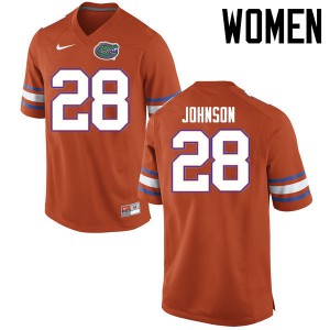 Women Florida Gators #28 Kylan Johnson College Football Jerseys Orange 390626-555