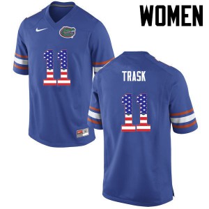 Women Florida Gators #11 Kyle Trask College Football USA Flag Fashion Blue 252035-955
