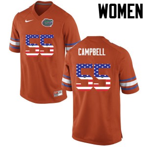 Women Florida Gators #55 Kyree Campbell College Football USA Flag Fashion Orange 221711-150