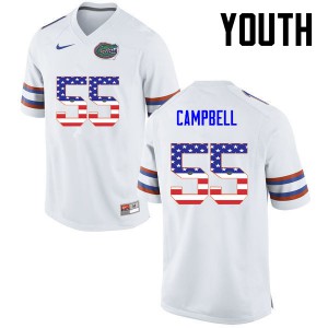 Youth Florida Gators #55 Kyree Campbell College Football USA Flag Fashion White 982656-295