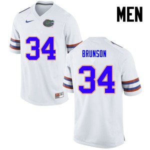 Men Florida Gators #34 Lacedrick Brunson College Football White 675621-193