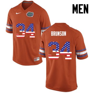 Men Florida Gators #34 Lacedrick Brunson College Football USA Flag Fashion Orange 892582-623