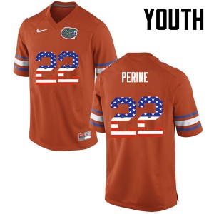 Youth Florida Gators #22 Lamical Perine College Football USA Flag Fashion Orange 828425-228