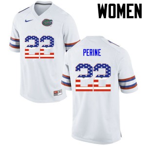 Women Florida Gators #22 Lamical Perine College Football USA Flag Fashion White 173073-466
