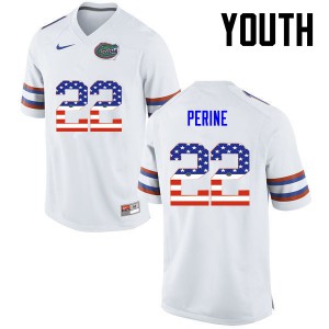 Youth Florida Gators #22 Lamical Perine College Football USA Flag Fashion White 202946-450
