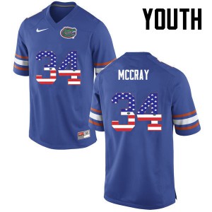 Youth Florida Gators #34 Lerentee McCray College Football USA Flag Fashion Blue 884300-635