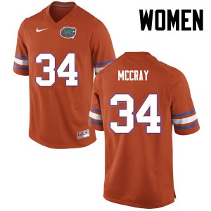Women Florida Gators #34 Lerentee McCray College Football Orange 126449-990