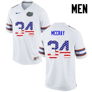 Men Florida Gators #34 Lerentee McCray College Football USA Flag Fashion White 719910-894