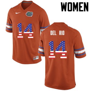 Women Florida Gators #14 Luke Del Rio College Football USA Flag Fashion Orange 255897-392