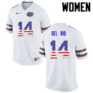 Women Florida Gators #14 Luke Del Rio College Football USA Flag Fashion White 485355-991