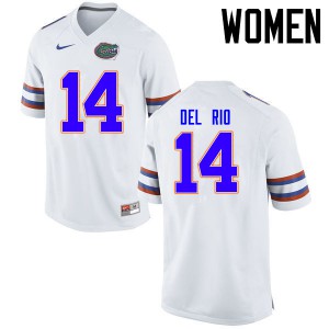 Women Florida Gators #14 Luke Del Rio College Football Jerseys White 422970-662