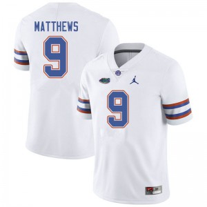 Jordan Brand Men #9 Luke Matthews Florida Gators College Football Jerseys White 169624-166