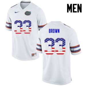 Men Florida Gators #33 Mack Brown College Football USA Flag Fashion White 623088-760