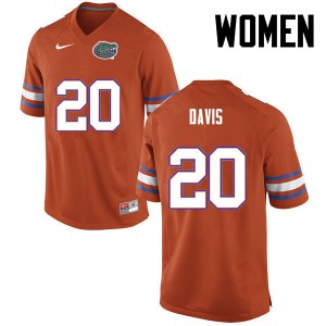 Women Florida Gators #20 Malik Davis College Football Orange 552936-154