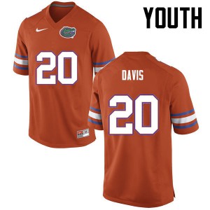 Youth Florida Gators #20 Malik Davis College Football Orange 275427-455