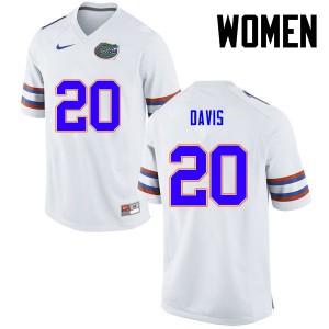 Women Florida Gators #20 Malik Davis College Football White 589382-966