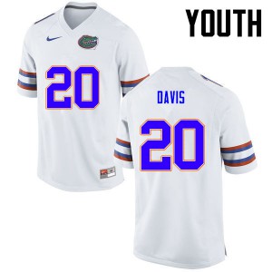 Youth Florida Gators #20 Malik Davis College Football White 400301-721