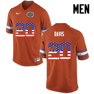 Men Florida Gators #20 Malik Davis College Football USA Flag Fashion Orange 971748-470