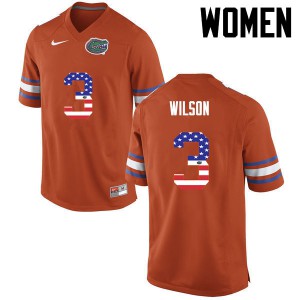 Women Florida Gators #3 Marco Wilson College Football USA Flag Fashion Orange 667553-241