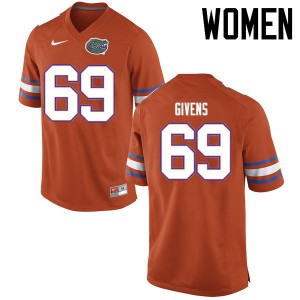 Women Florida Gators #69 Marcus Givens College Football Jerseys Orange 698027-399