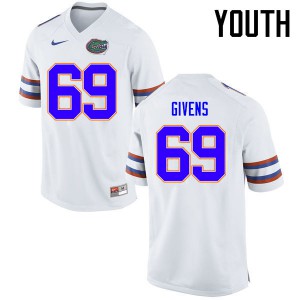 Youth Florida Gators #69 Marcus Givens College Football Jerseys White 758357-628