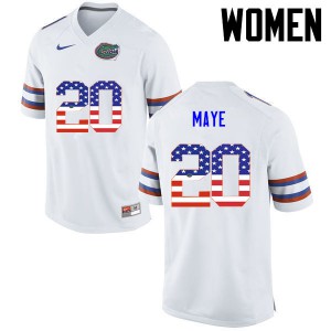Women Florida Gators #20 Marcus Maye College Football USA Flag Fashion White 641169-747