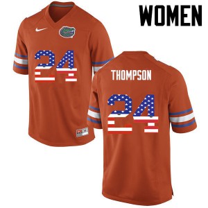 Women Florida Gators #24 Mark Thompson College Football USA Flag Fashion Orange 335326-517