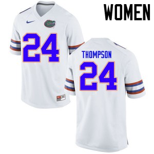 Women Florida Gators #24 Mark Thompson College Football Jerseys White 198548-749