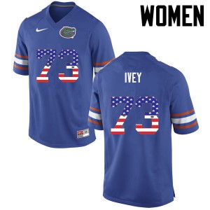 Women Florida Gators #73 Martez Ivey College Football USA Flag Fashion Blue 437030-727