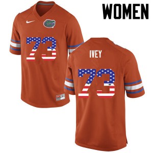 Women Florida Gators #73 Martez Ivey College Football USA Flag Fashion Orange 486145-566