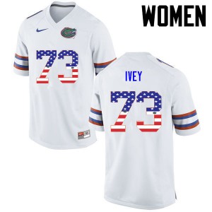 Women Florida Gators #73 Martez Ivey College Football USA Flag Fashion White 633914-934