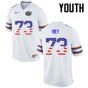 Youth Florida Gators #73 Martez Ivey College Football USA Flag Fashion White 111914-801