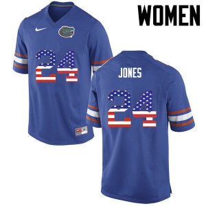 Women Florida Gators #24 Matt Jones College Football USA Flag Fashion Blue 186401-292