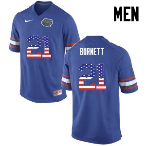 Men Florida Gators #21 McArthur Burnett College Football USA Flag Fashion Blue 816409-333