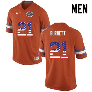 Men Florida Gators #21 McArthur Burnett College Football USA Flag Fashion Orange 164465-295