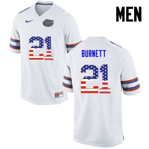 Men Florida Gators #21 McArthur Burnett College Football USA Flag Fashion White 184001-269