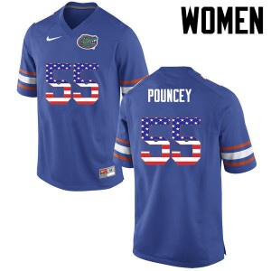 Women Florida Gators #55 Mike Pouncey College Football USA Flag Fashion Blue 295176-276