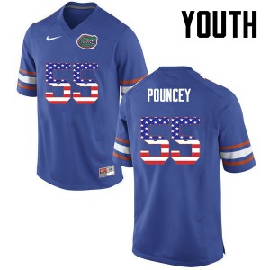 Youth Florida Gators #55 Mike Pouncey College Football USA Flag Fashion Blue 606348-746