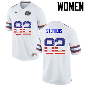 Women Florida Gators #82 Moral Stephens College Football USA Flag Fashion White 174265-118