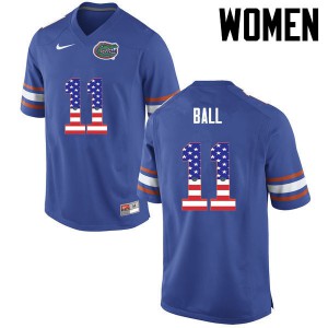 Women Florida Gators #11 Neiron Ball College Football USA Flag Fashion Blue 210540-649