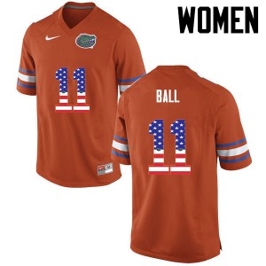 Women Florida Gators #11 Neiron Ball College Football USA Flag Fashion Orange 128383-330