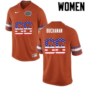 Women Florida Gators #66 Nick Buchanan College Football USA Flag Fashion Orange 680680-707