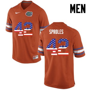Men Florida Gators #42 Nick Sproles College Football USA Flag Fashion Orange 120929-765