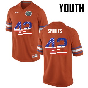 Youth Florida Gators #42 Nick Sproles College Football USA Flag Fashion Orange 290511-395