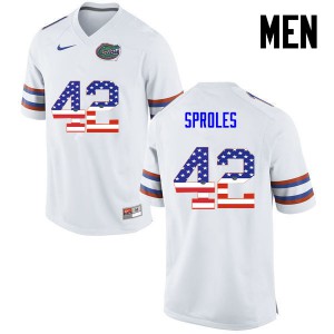 Men Florida Gators #42 Nick Sproles College Football USA Flag Fashion White 153593-244