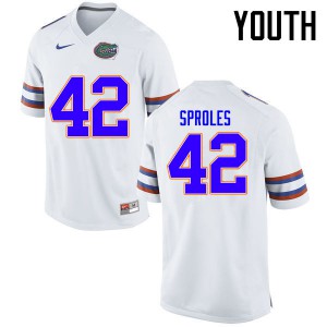 Youth Florida Gators #42 Nick Sproles College Football Jerseys White 551050-829